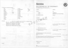 Skoda EG-Übereinstimmungsbescheinigung CoC